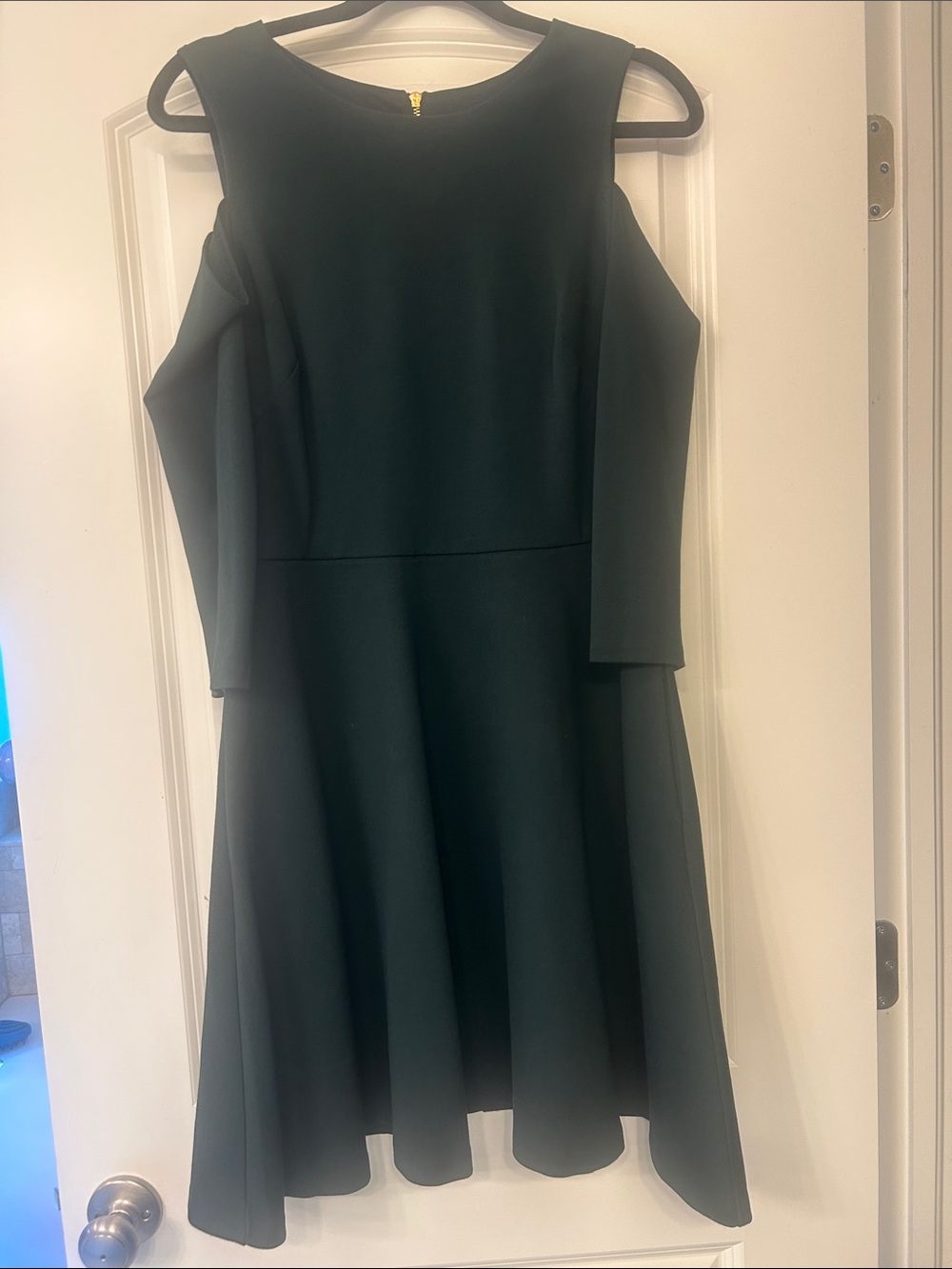 Eliza J Forest Green Cold-Shoulder Fit & Flare Midi Dress
